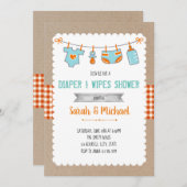 かわいいおむつパーティーの招待状 招待状 (正面/裏面)