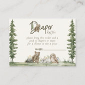 かわいいおむつラッフルウッドランド水彩赤ちゃんシャワー エンクロージャーカード (正面)