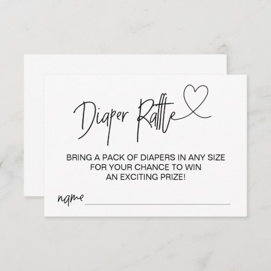 かわいいおむつラッフルベビーシャワーゲームカード エンクロージャーカード (正面/裏面)