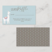 かわいいおむつラッフルラマ赤ちゃんシャワーブラウンブルー エンクロージャーカード (正面/裏面)