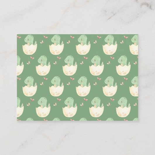 かわいいおむつラッフル恐竜の水彩赤ちゃんシャワー エンクロージャーカード (裏面)