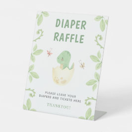 かわいいおむつラッフル恐竜の水彩赤ちゃんシャワー 台座サイン