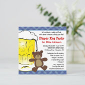 かわいいおむつ樽パーティーの招待状 - ダドセロパーティ 招待状 (スタンド正面)