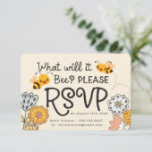 かわいいおむつ蜂の性別発表ベビーシャワー 出欠カード (スタンド正面)