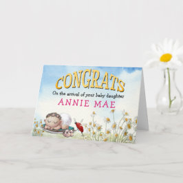 かわいいおめでとう新生児ガールネーム カード