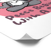 かわいいおもしろいうさぎ練習ヨガはピンクのポーズ ポスター (角)