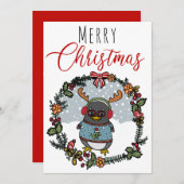 かわいいおもしろいおたくペンギン漫画メリークリスマス シーズンカード (正面/裏面)