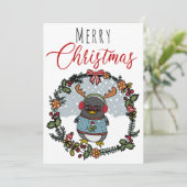 かわいいおもしろいおたくペンギン漫画メリークリスマス シーズンカード (スタンド正面)