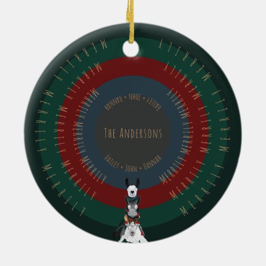 かわいいおもしろいおもしろい冬の動物イラスト セラミックオーナメント (裏面)