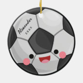 かわいいおもしろいかわいいサッカーボールの子どもパーソナライズされた セラミックオーナメント (裏面)