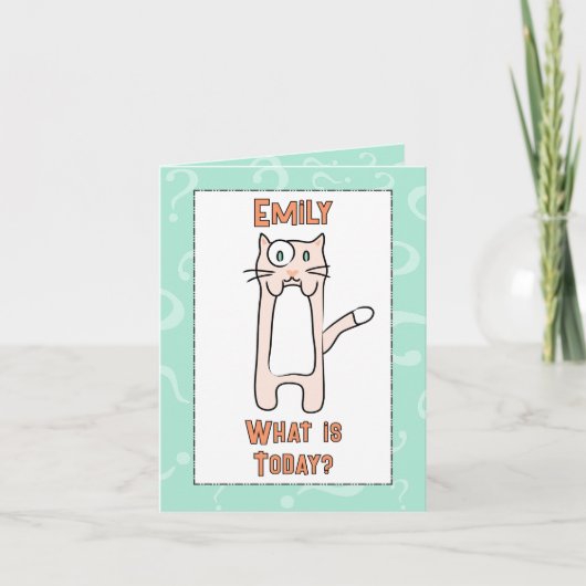 かわいいおもしろいかわいいネコ漫画バジェット誕生日 カード (正面)