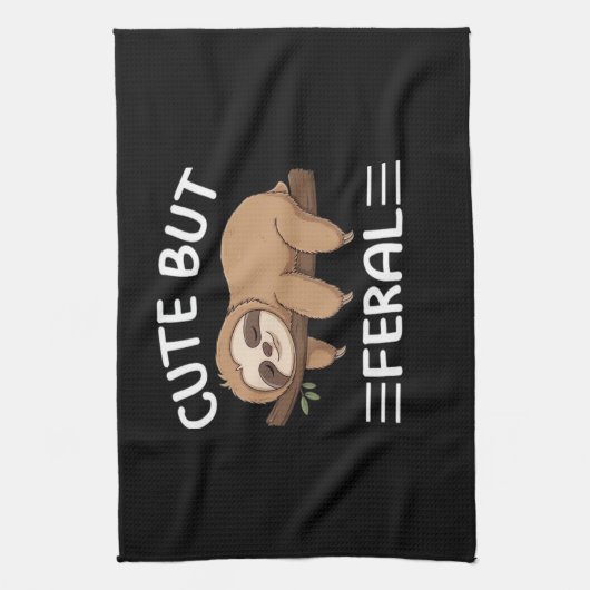 かわいいおもしろいが熱烈な動物愛好家男のための怠け者 キッチンタオル (縦)