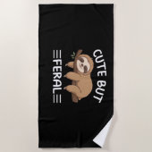 かわいいおもしろいが熱烈な動物愛好家男のための怠け者 ビーチタオル (正面)