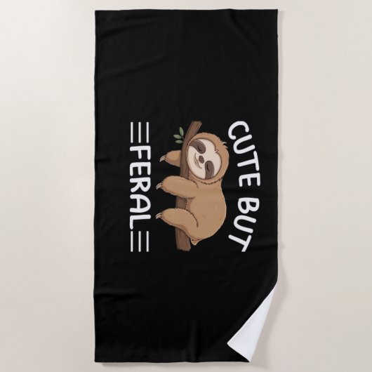 かわいいおもしろいが熱烈な動物愛好家男のための怠け者 ビーチタオル (正面)