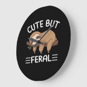 かわいいおもしろいが熱烈な動物愛好家男のための怠け者 ラージ壁時計 (傾斜)