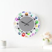 かわいいおもしろいが足の色をペットに ラージ壁時計 (ホーム)