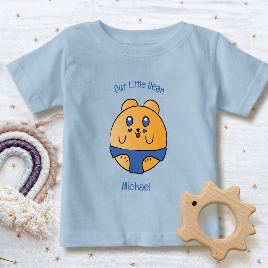 かわいいおもしろいことわざマンガ動物おもしろいブルーモダン ベビーTシャツ