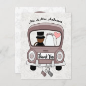 かわいいおもしろいたった今結婚しました車 インビテーションポストカード (正面/裏面)