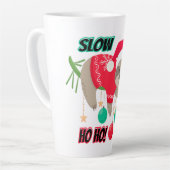 かわいいおもしろいとサンタのスロススローホーホー カフェラテマグ (左アングル)