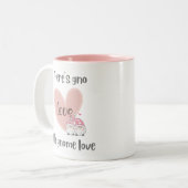 かわいいおもしろいとピンクグノラブ文字引用文ハート ツートーンマグカップ (正面左)