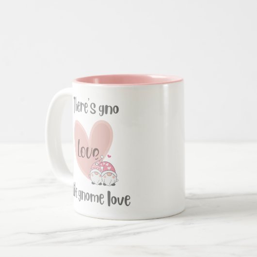 かわいいおもしろいとピンクグノラブ文字引用文ハート ツートーンマグカップ (正面左)