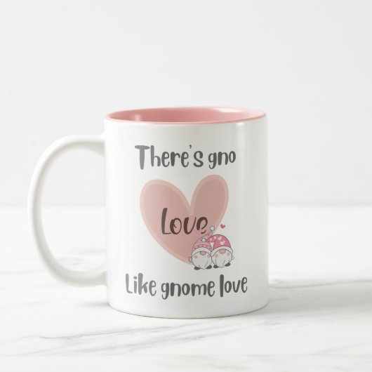 かわいいおもしろいとピンクグノラブ文字引用文ハート ツートーンマグカップ (左)
