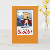 かわいいおもしろいとヴァンパイア犬ハロウィーン カード (黄色い花)