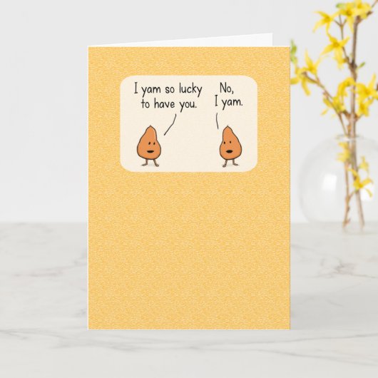 かわいいおもしろいと数年後のハッピーアニバーズ カード (黄色い花)