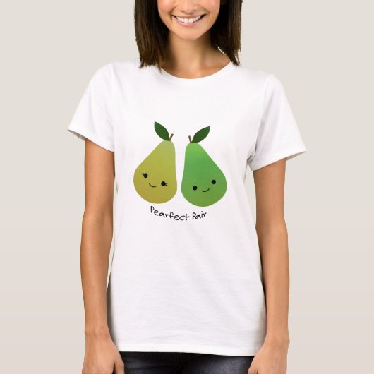 かわいいおもしろいと真珠のペア梨 Tシャツ (正面)