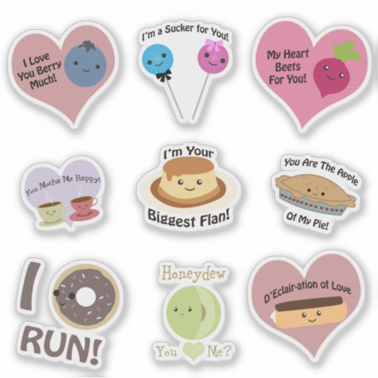 かわいいおもしろいと食べ物 シール (正面)