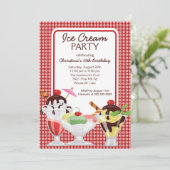 かわいいおもしろいのアイスクリームのサンデーの誕生会 招待状 (スタンド正面)