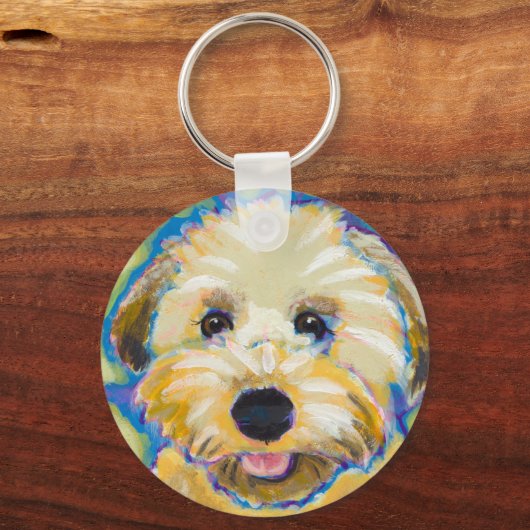 かわいいおもしろいのカラフルドッグアートを超えてホエテンス キーホルダー (正面)
