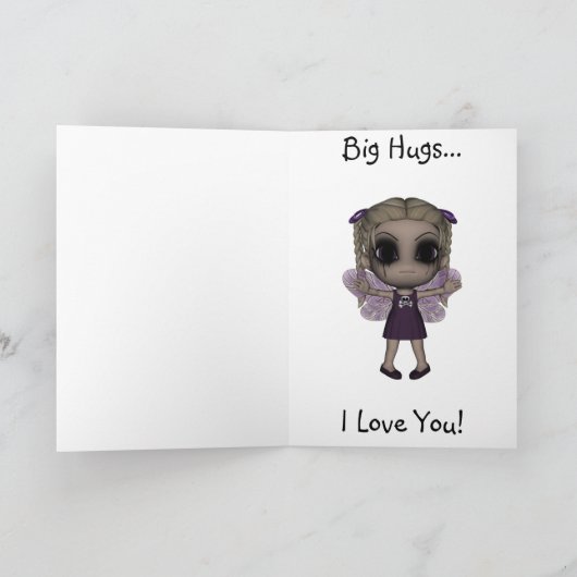 かわいいおもしろいのゴシック様式妖精のハッピーバースデー1 カード (内部)