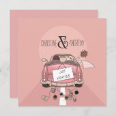 かわいいおもしろいのタイポグラフィの"たった今結婚しました"のポストの結婚式 招待状 (正面/裏面)