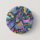 かわいいおもしろいのファンキーでカラフルではっきりしたでお洒落な形 缶バッジ (正面)