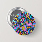 かわいいおもしろいのファンキーでカラフルではっきりしたでお洒落な形 缶バッジ (正面&裏面)