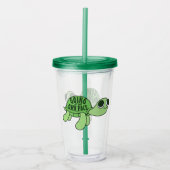 かわいいおもしろいべっ子の恋人引用文グリーン文字 アクリルタンブラー (正面)