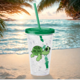 かわいいおもしろいべっ子の恋人引用文グリーン文字 アクリルタンブラー