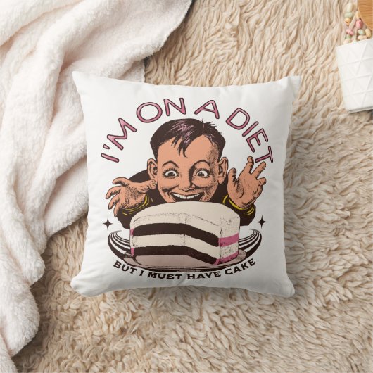 かわいいおもしろいもの私はダイエットに乗っているが、ケーキを食べなければならない クッション (ブランケット)