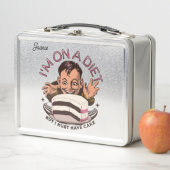 かわいいおもしろいもの私はダイエットに乗っているが、ケーキを食べなければならない メタルランチボックス (インサイチュ)