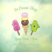 かわいいおもしろいアイスクリームポップシクル漫画トリオ ウィンドウサイン (シート3)