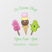 かわいいおもしろいアイスクリームポップシクル漫画トリオ ウィンドウサイン (シート)