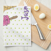 かわいいおもしろいアイスクリームポップシクル漫画トリオ キッチンタオル (四つ折り)