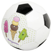 かわいいおもしろいアイスクリームポップシクル漫画トリオ サッカーボール (3/4)