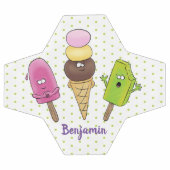 かわいいおもしろいアイスクリームポップシクル漫画トリオ サッカーボール (フラット)