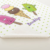 かわいいおもしろいアイスクリームポップシクル漫画トリオ シェルパブランケット (3/4)