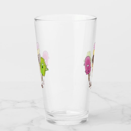 かわいいおもしろいアイスクリームポップシクル漫画トリオ タンブラーグラス (左)