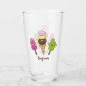 かわいいおもしろいアイスクリームポップシクル漫画トリオ タンブラーグラス (正面)