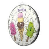 かわいいおもしろいアイスクリームポップシクル漫画トリオ ダーツボード (正面右)