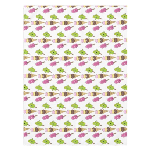 かわいいおもしろいアイスクリームポップシクル漫画トリオ テーブルクロス (正面)